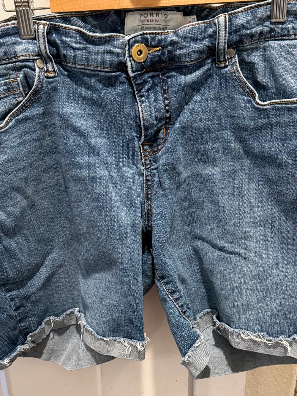 torrid Blue Denim Cutoff Shorts with Raw Hem